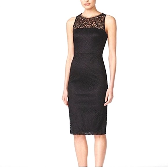 Jessica Simpson Black Lace Bodycon Sheath Midi Cocktail Dress 10 - Picture 9 of 9